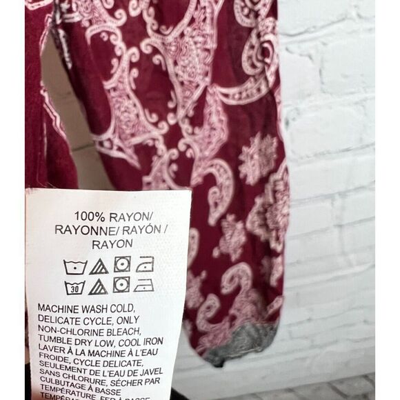 LUCKY BRAND red white black rayon button down blouse top shirt size S - Picture 5 of 7